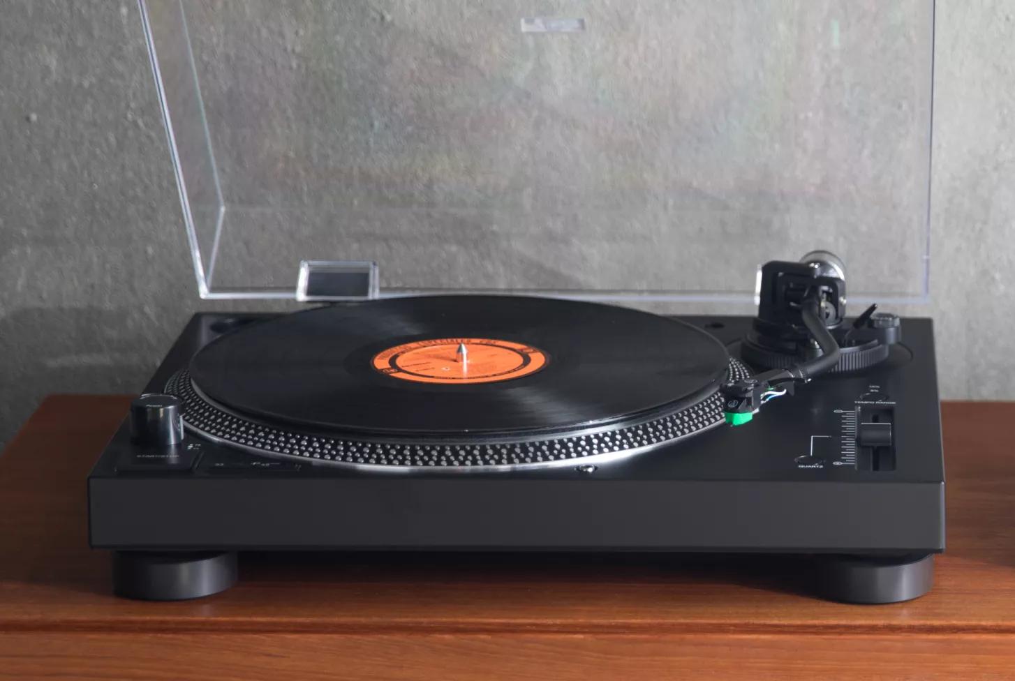 Record player on a table