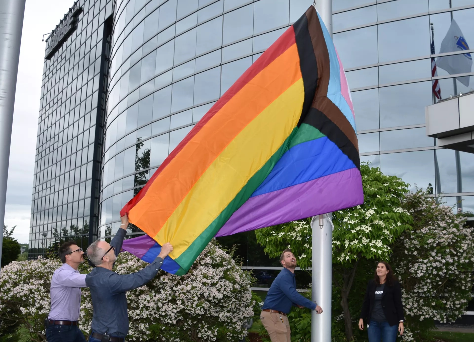 Pride flag at the Bose corporate centre