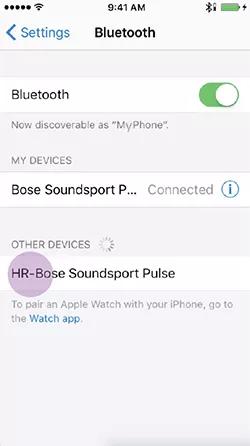Selecting Bose heart rate sensor in Other Devices