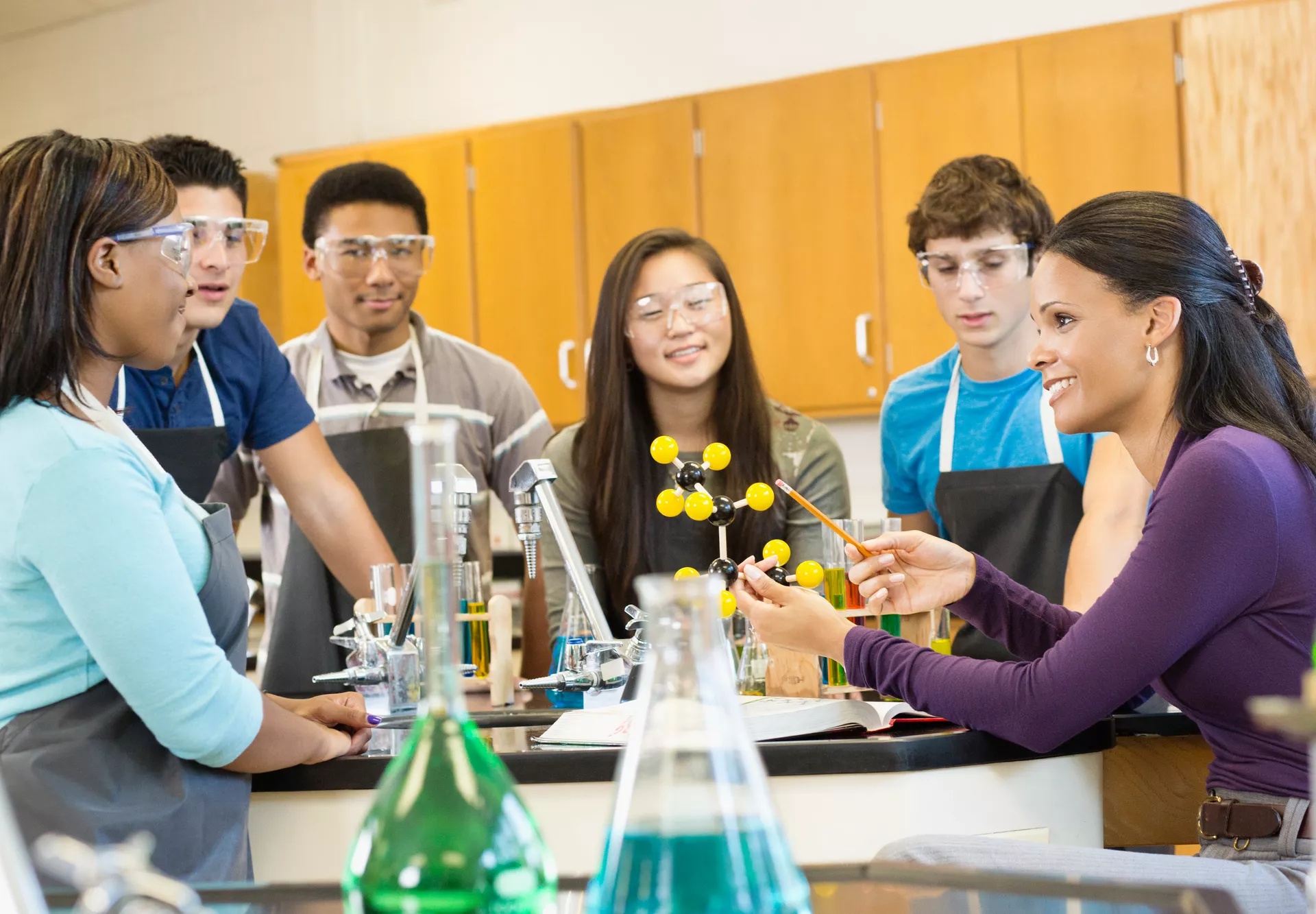 People of various ethnicities in a lab