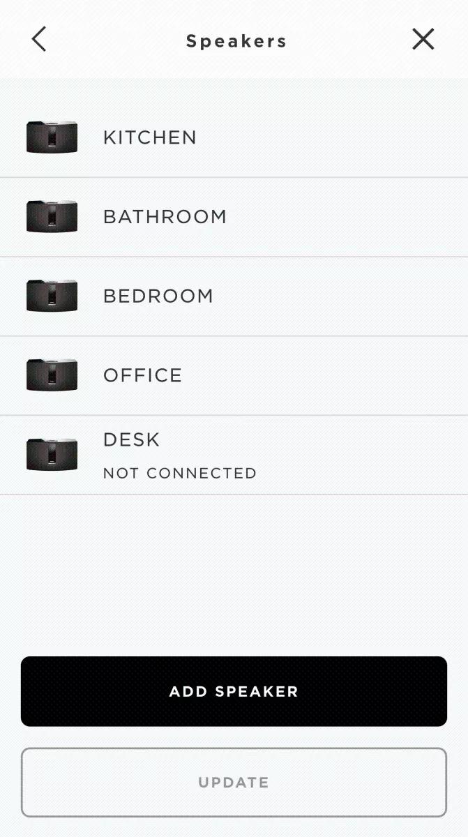 Speaker selection screen
