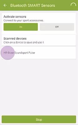 Selecting the heart rate sensor