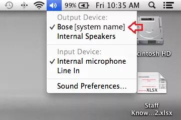 Mac screenshot showing the Bose system name selection