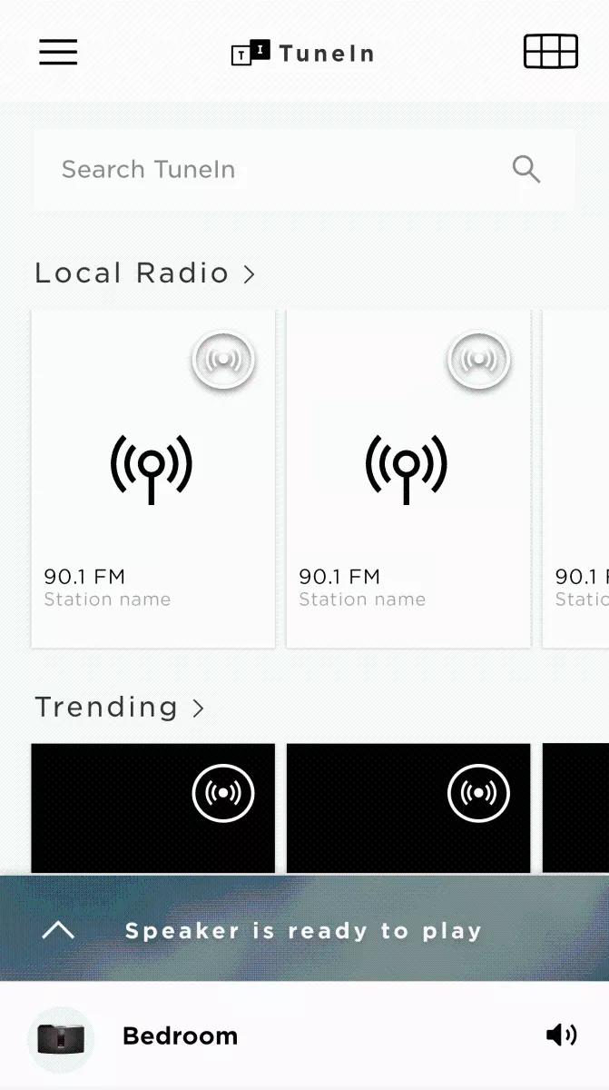 Main screen of the SoundTouch app