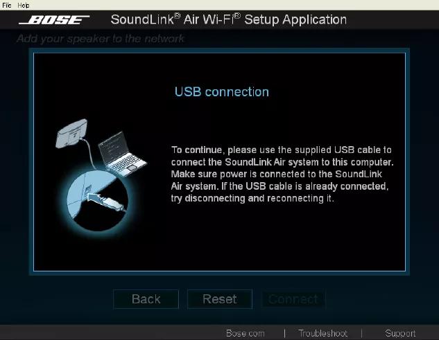 Prompt to connect USB cable