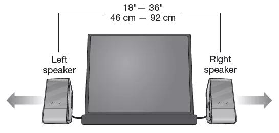 Speakers placed on each side of laptop computer